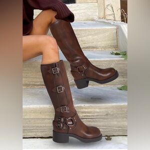 Madden Girl Women’s Brocks Brown Moto Boots Size 7